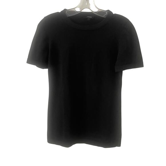 Theory Crew Neck Black Short Sleeve Knit Top Sz L - Picture 1 of 4